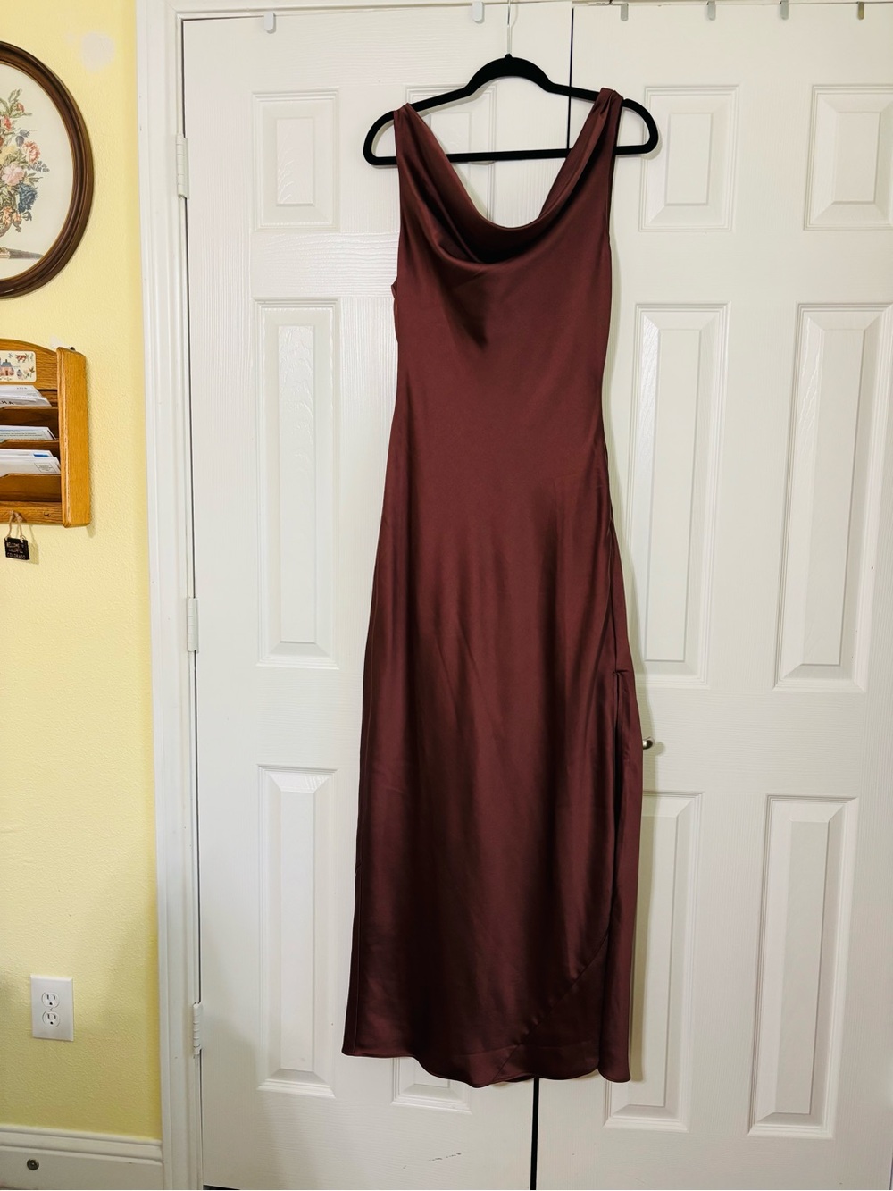 BHLDN Satin Maxi Slip Dress in Deep Wine